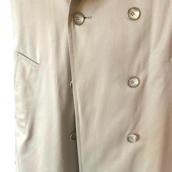 London Fog 80s Men's XL 44R Beige Trench Double-Breasted Removable Lining - Picture 7 of 11